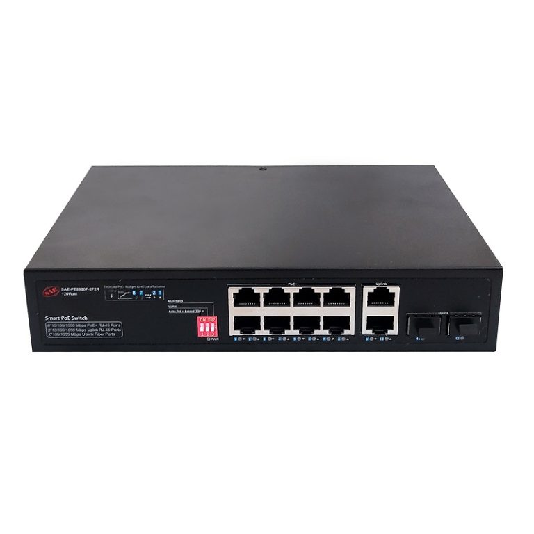 سوئیچ شبکه هوشمند 8 پورت PoE اِس اِی ایی مدل SAE-PE8900F-2F2R